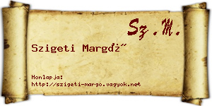 Szigeti Margó névjegykártya